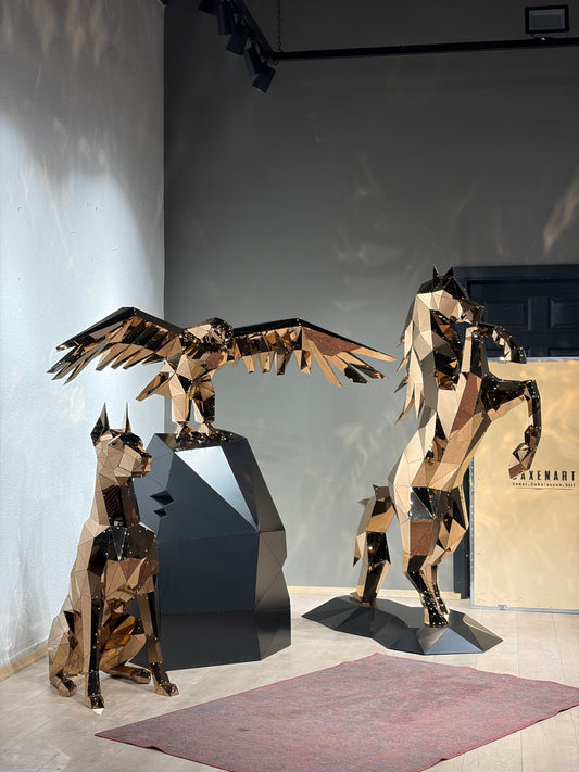 Chocolate Collection: Rose Gold Low Poly Metal Heykel Serisi